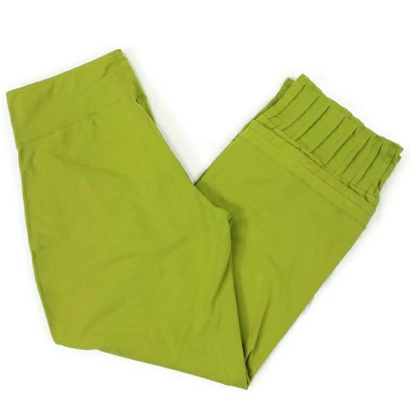 Neon Buddha Green Pullon Cropped Pleated Cuff Capri Pants Womens Small - Picture 6 of 10